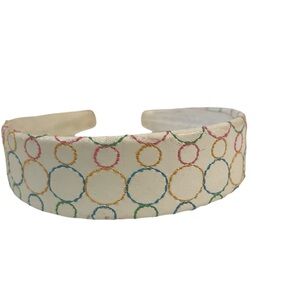Wide White Headband with multi colored circle design